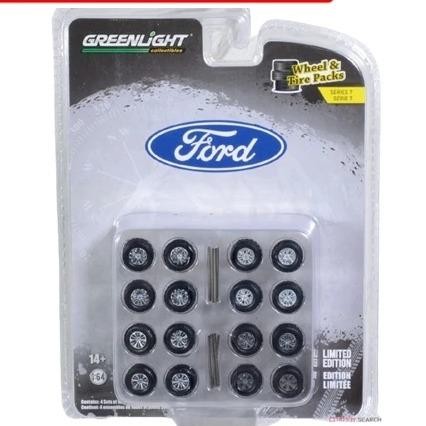 16170-C - GREENLIGHT 1/64 WHEEL & TIRE PACKS 7 FORD