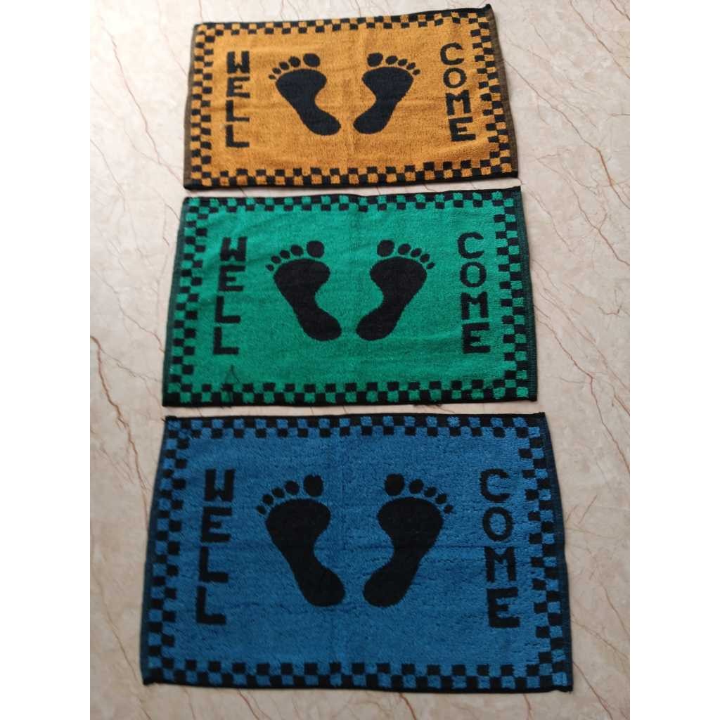 Keset Kaki Handuk Serap Air Corak Motif Salur Garis Pelangi Rainbow 40x60 Keset Lantai Tebal Kamar M