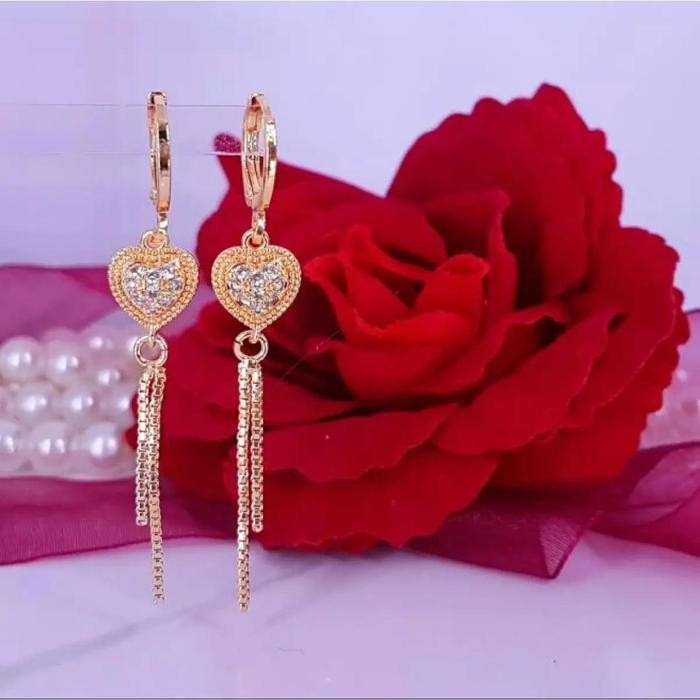 Anting Emas Asli 2gram Kadar 875 Model Love Rumbai Ada Surat