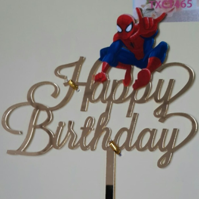 Topper Akrilic Happy Birthday Spiderman