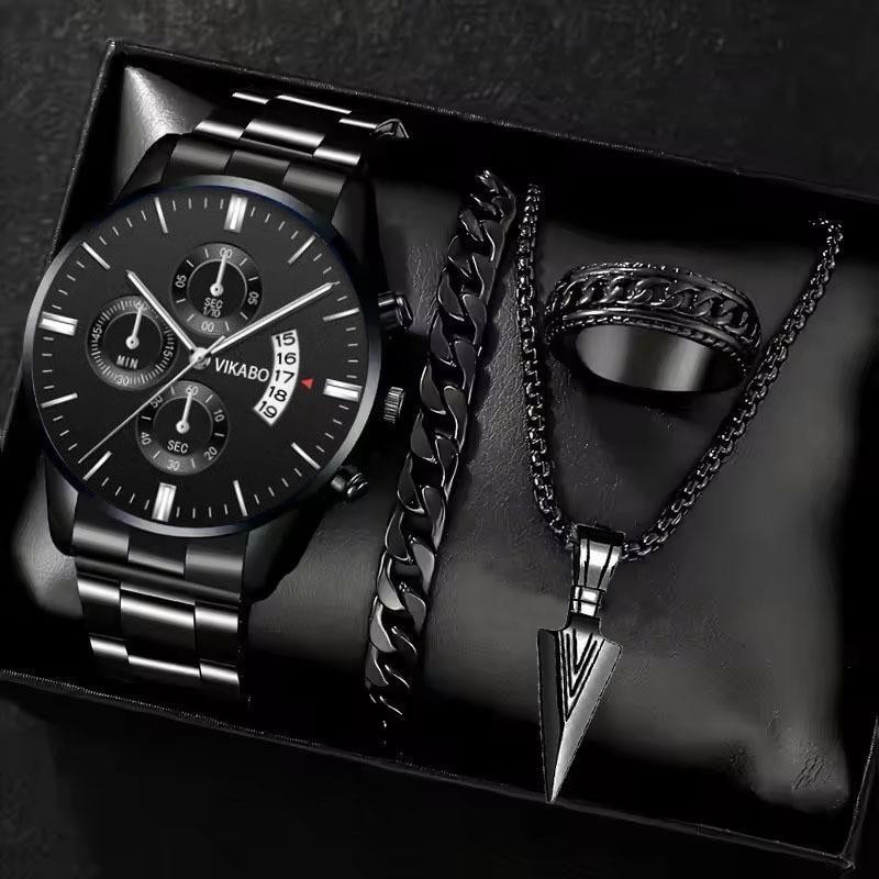 Yasmine's Jam Tangan Kuarsa Pria Bisnis Skala Romawi Dial Bulat Tali Jam Tangan Stainless Steel Kalu