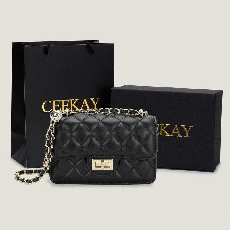 CEEKAY Tas Selempang Super Hot Populer Bertekstur Tas Berlian Gaya Chanel Kecil