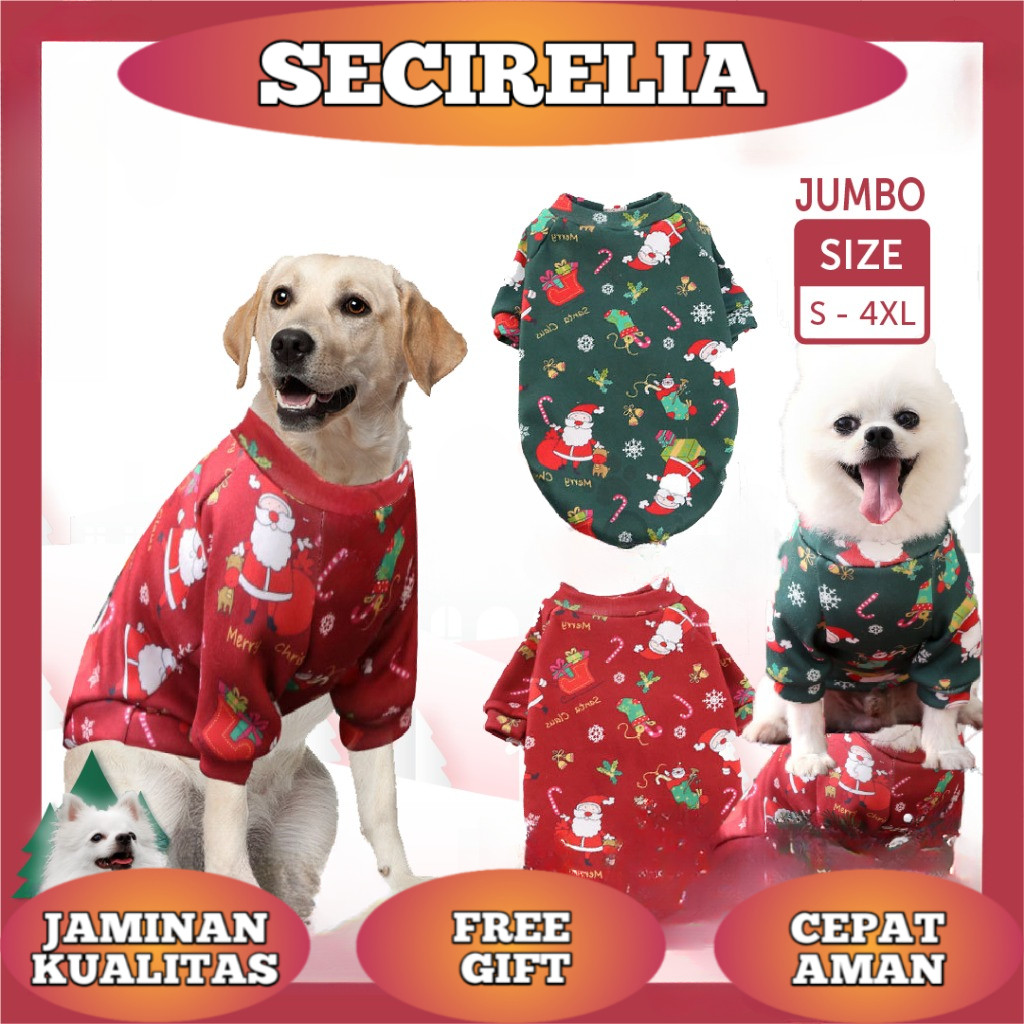 Baju Anjing Ukuran BESAR Hewan Natal Baju Sweater Jumper Anjing Kucing Natal | Luke T-Shirt