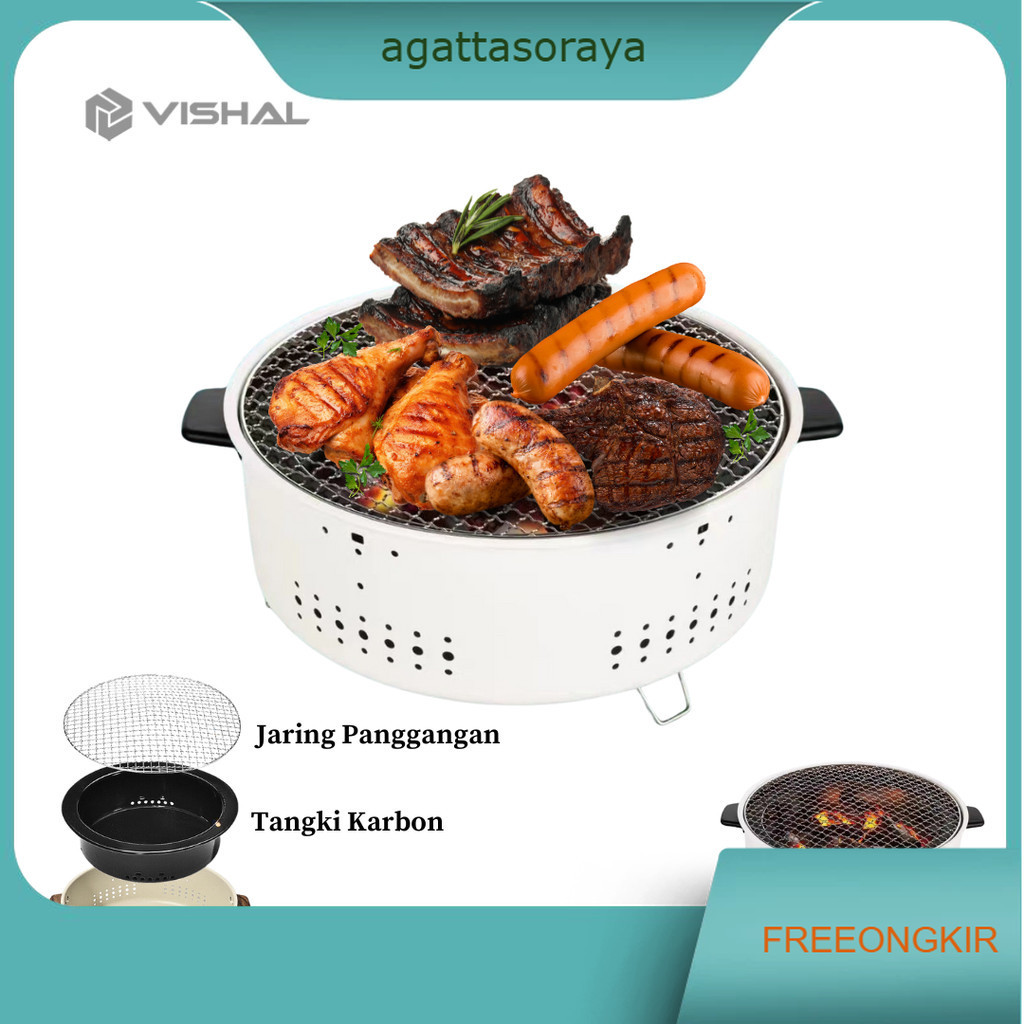 Grill Pan Multifungsi Pemanggang Bulat Barbeque/ Alat Pemanggang Arang / Tempat Pemanggang BBQ Grill