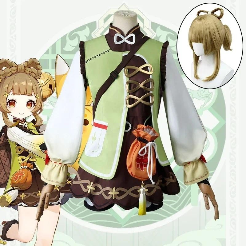 Game Genshin Impact YaoYao Cosplay Costume Adult Carnival Yao Yao Uniform Wigs Anime Halloween Party
