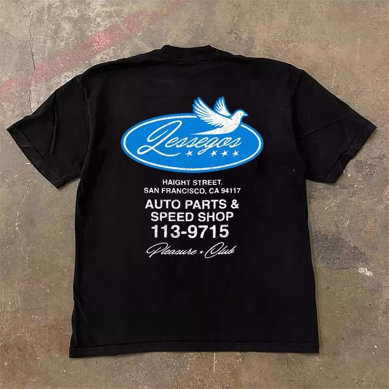 JJ.STORE Mode Korea oval kontras warna huruf lucu pola merpati cetak Lengan pendek baju atasan wanit