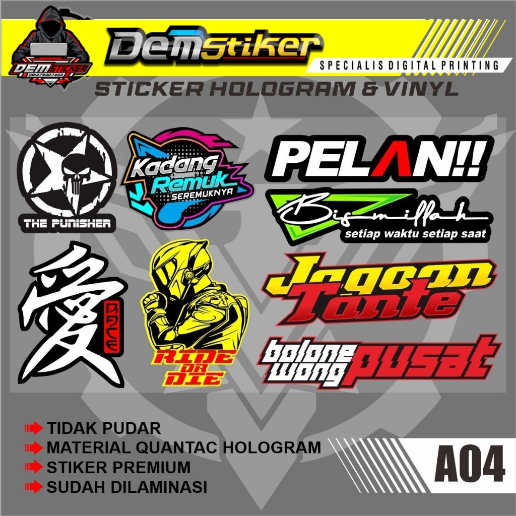 Stiker paketan  stiker MOTOR,HP,LAPTOP Dll stiker printing keren stiker hologram dan vinyl