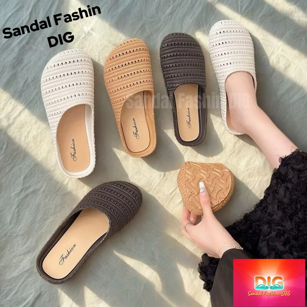 Sandal Slop Anti Slip Sendal Karet Sandal Flat Jaring Jaring