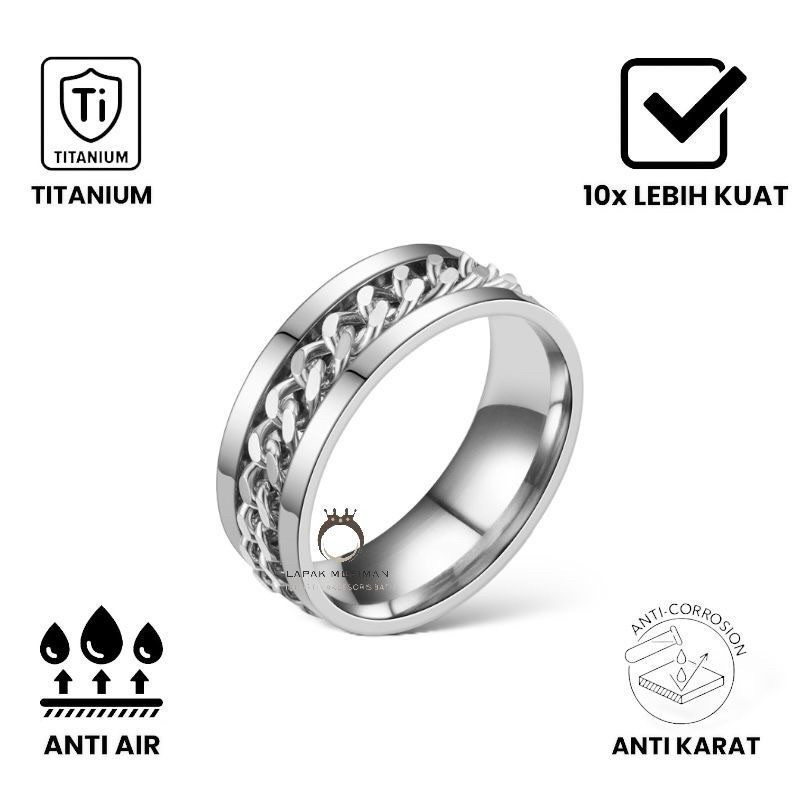 [COD]CINCIN RANTAI TITANIUM SILVER ANTI KARAT / CINCIN PRIA KECE FASHION KOREA