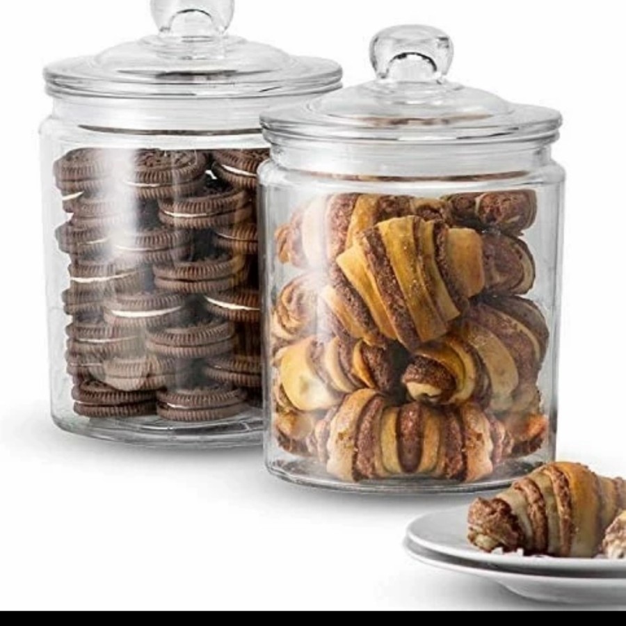 Toples Kecil Kaca Beling Bening Awet Kuat Tebal Tahan Panas Karet Kedap 2L Food Keeper Canister Jar 