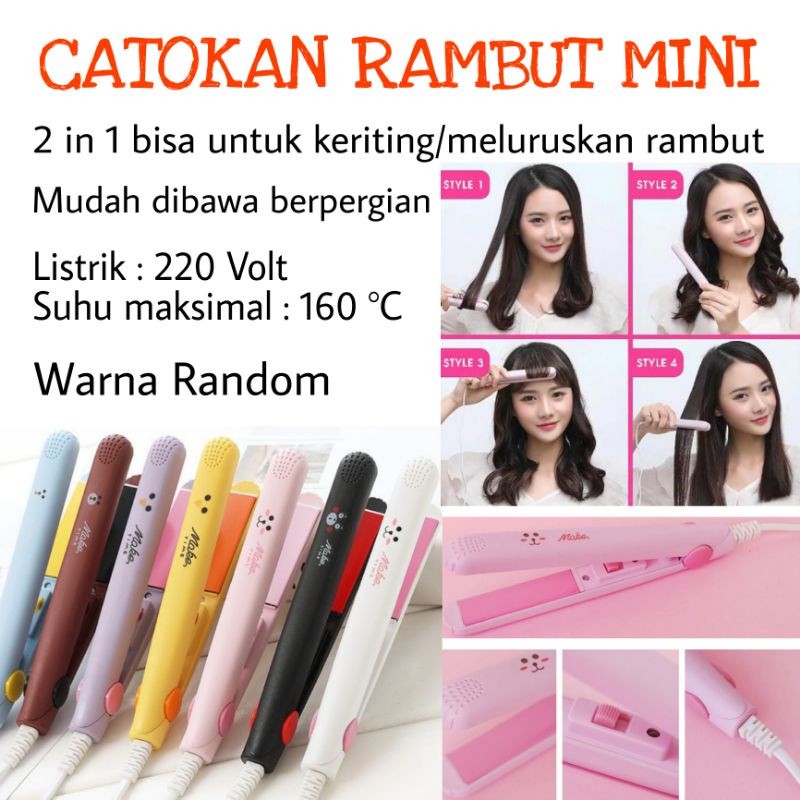 Catokan Mini Make Time Murah / Alat Catok Rambut Mini Keriting & Meluruskan Rambut / Catokan Mini Ri