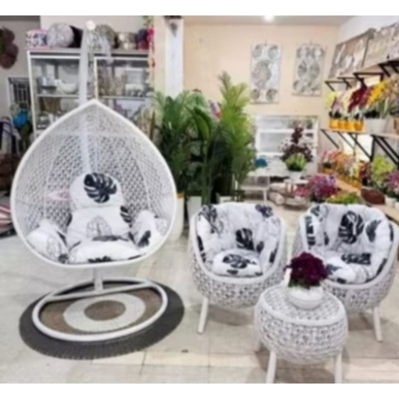 behappy.shop - Ayunan gantung + kursi teras brekele rotan sintetis