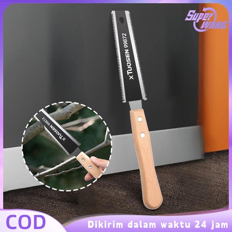 31cm Gergaji Kayu Manual Dua Sisi Gergaji Jepang Super Tajam Gergaji Tangan Pemotong Kayu