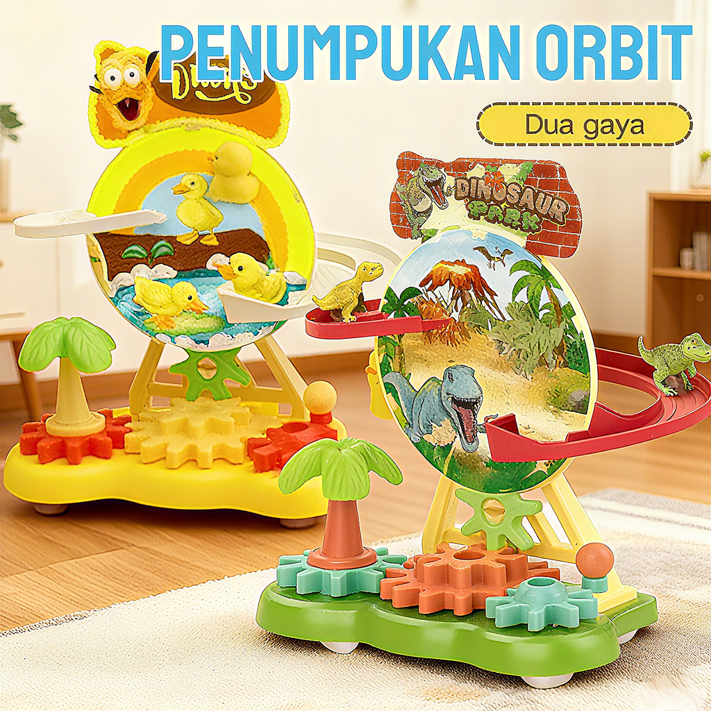 Building Blocks Rotating Gear Dinosaurus Track Paradise Mainan Instrumen Edukasi Anak Building Block