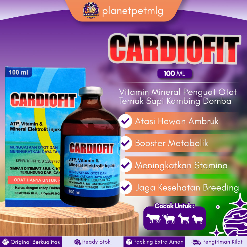 CARDIOFIT 100 ML - Untuk Sapi Ambruk Vitamin Mineral Penguat Otot Ternak Sapi Kambing Domba Kerbau