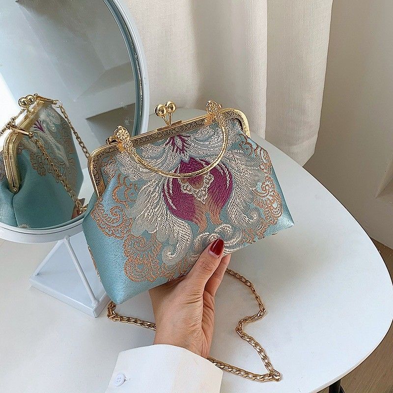 Tas Bordir Hanfu Qipao Wanita, Tas Tangan Gaya Cina, Tas Selempang Aksesori Bahu