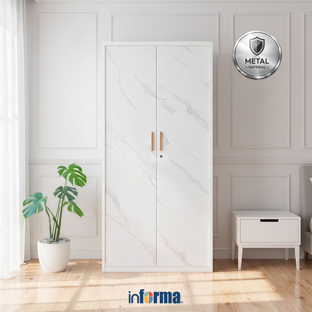 Informa Willa Lemari Pakaian 2 Pintu - Putih Lemari Baju Almari Baju Lemari Kamar Lemari Minimalis W