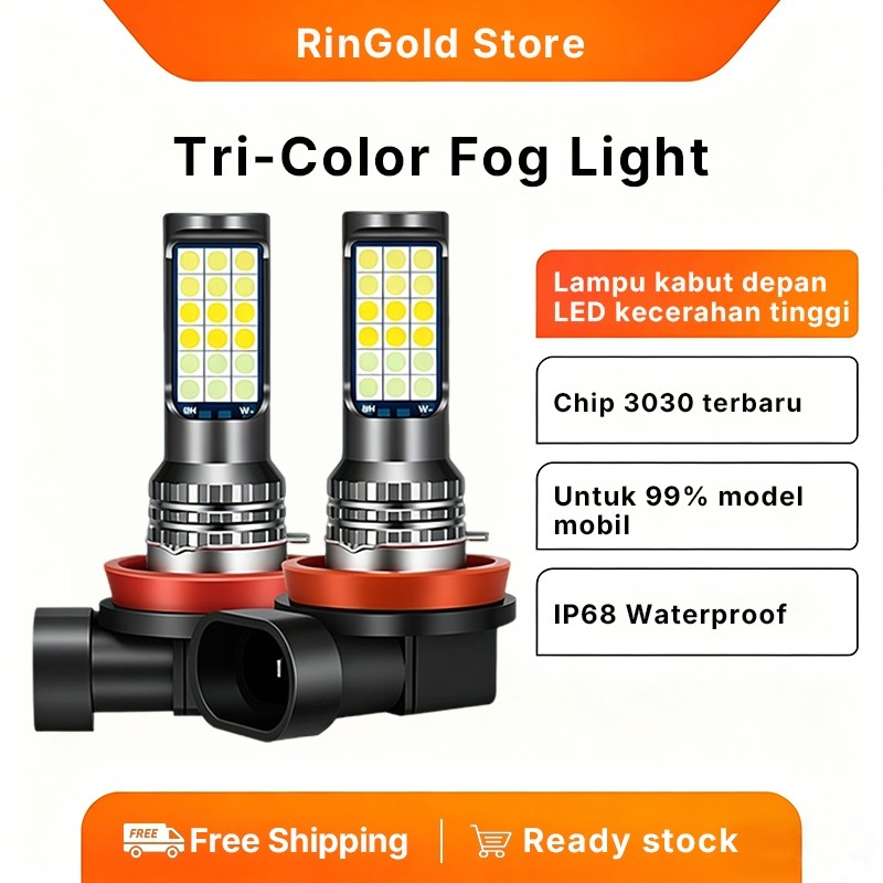 Foglamp Led Mobil 12-24V 3 WARNA H8 H9 H11 H16 Super Terang Foglamp