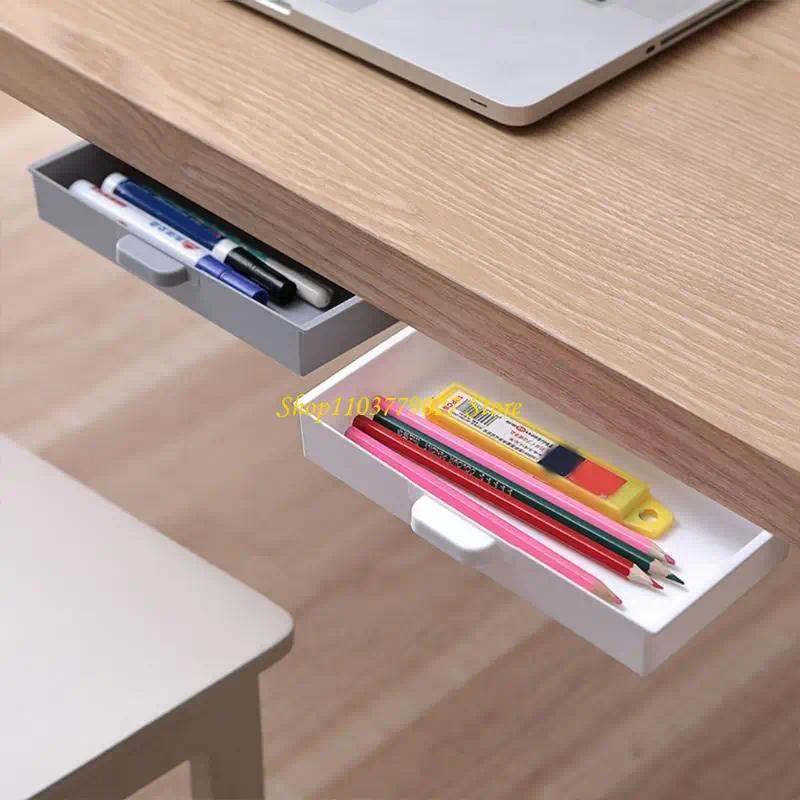 C4DF Under Desk Storage Box Under Standing Desk Shelf Eraser Watercolor Pen Storage