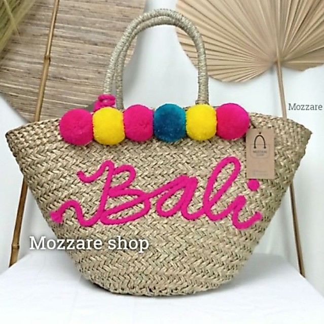tas bali tas anyaman bali tas handmade bali tas mendong bali tas pantai pompom bali