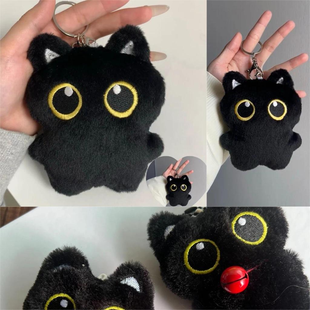 Black Cat Doll Pendant Keychain Cute Pilot Little Black Cat Hanging Backpack Keychain Creative Cat P