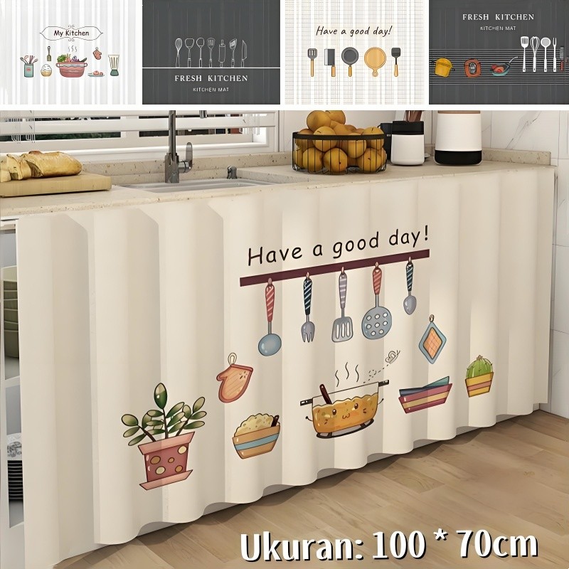 Lemari Dapur Penutup Tirai Rak Stiker Ajaib Penutup Tirai Tanpa Lubang Lemari Anti Debu Tirai