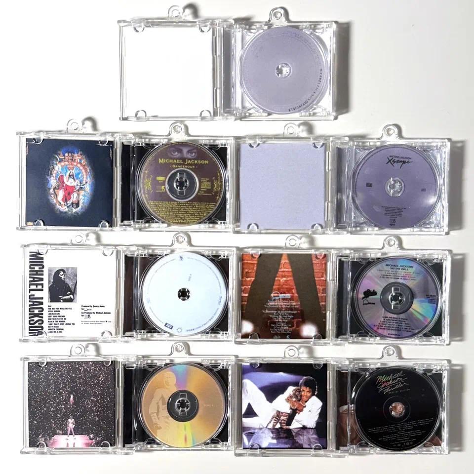 Classic Pop Michael Jackson MJ MINI Music CD NFC Keychain Play Song Thriller Album Bad Pendant Cospl