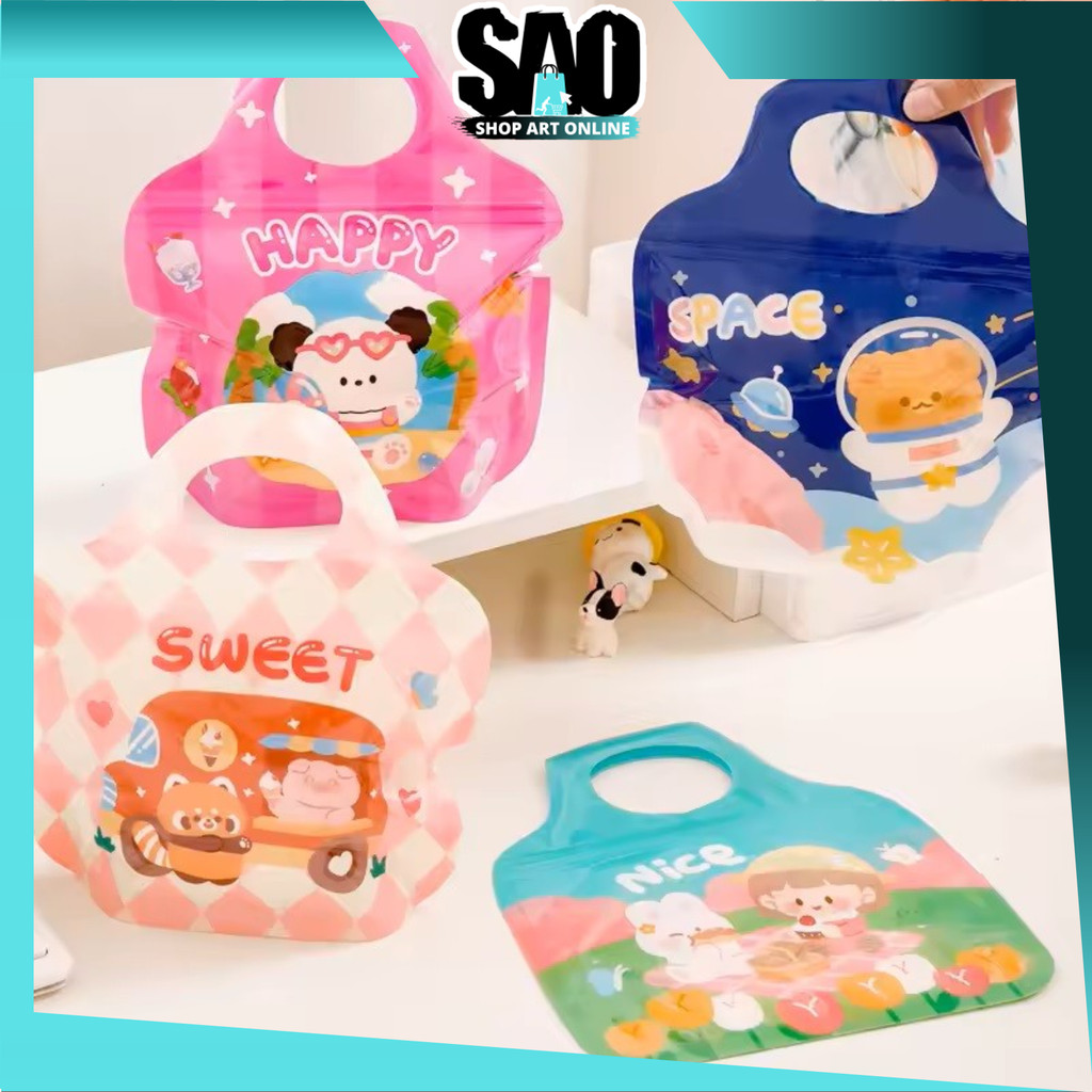 SAO - 6862 Goodie Bag Permen Biskuit Anti Air Hampers Lucu Motif Kartun / Plastik Ziplock Mini Tas J