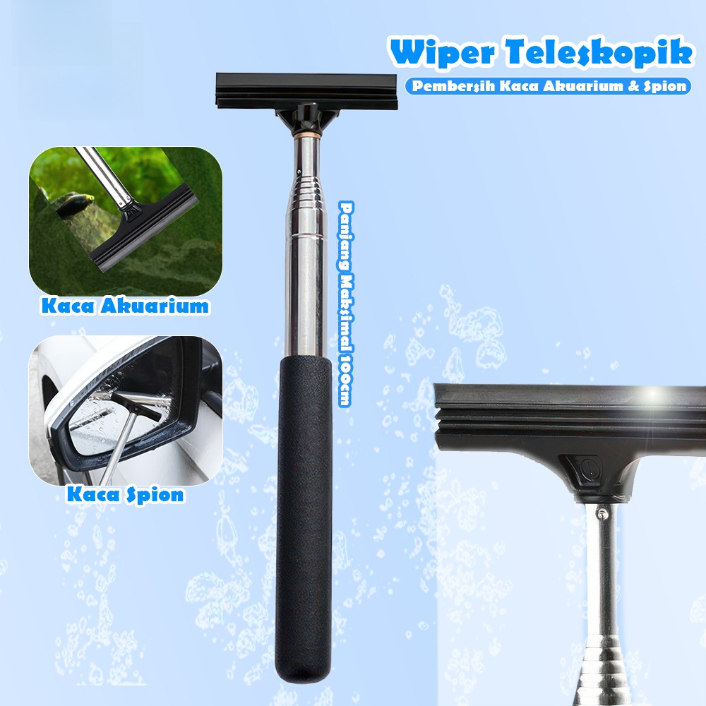 Squeegee Spion Mobil Teleskopik Panjang Bisa Atur 22-98cm Pembersih Air Kaca Spion