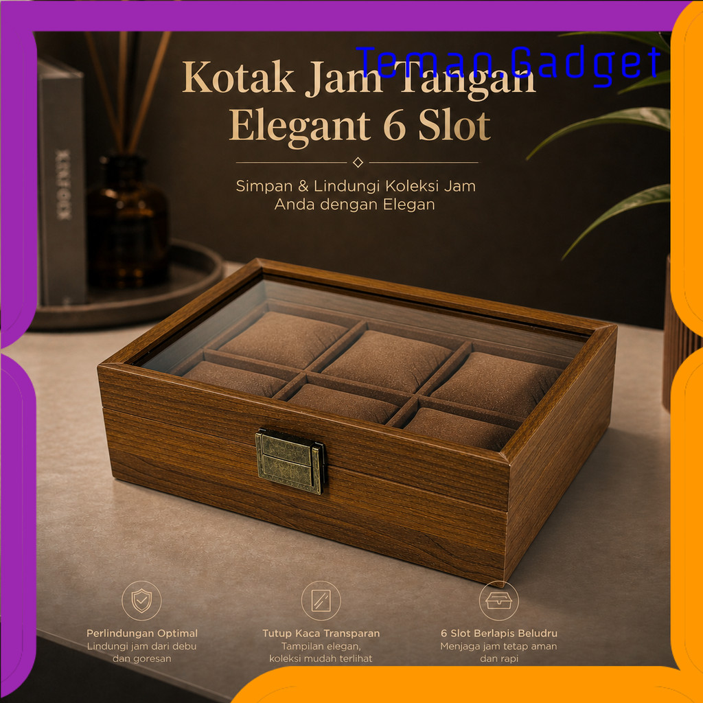 TG - RD Rhodey Kotak Jam Tangan SKW148 SKW147 Watch Box Kayu Walnut 4 6 Slot
