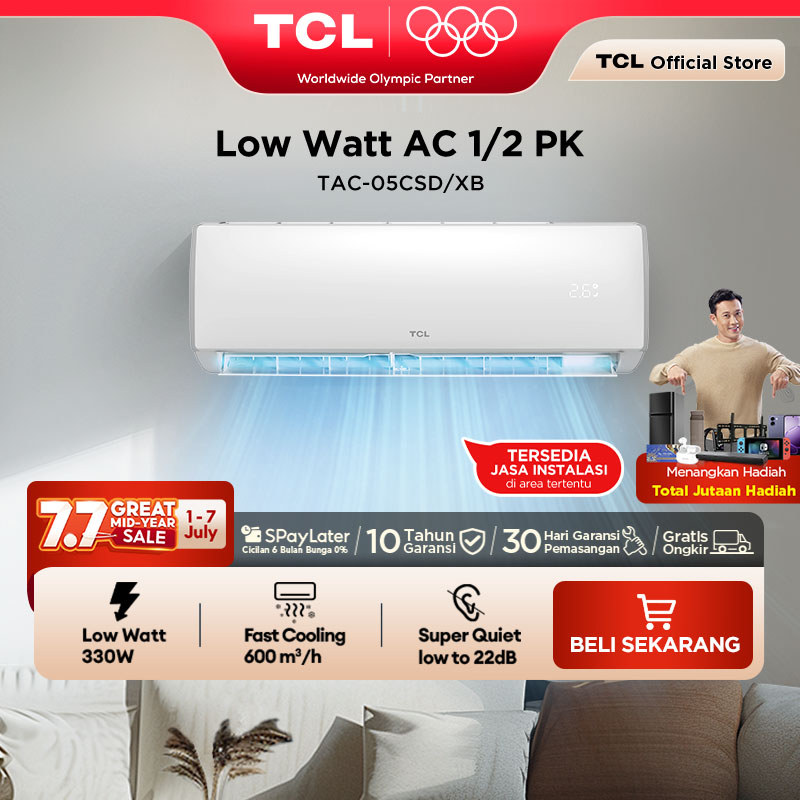 TCL AC TAC 05 CSD/XB 0.5 PK AC Low Watt [INDOOR + OUTDOOR ONLY] - 1/2 PK Mini Full Set - 1 2 PK Baru
