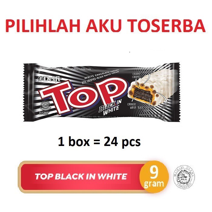 

Delfi TOP BLACK IN WHITE 9 gram isi 24pcs / box- ( HARGA 1 BOX )