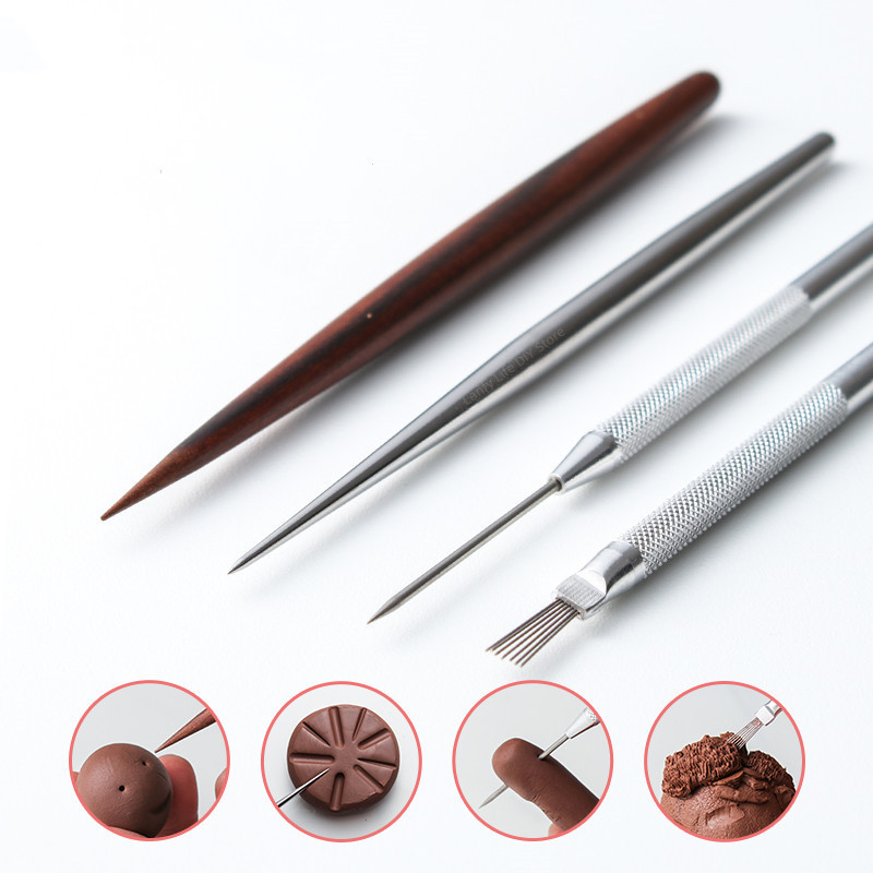 

Pottery Tools Modeling Texture Brush Indentation Stainless Steel Stick Detail Needle DIY Ceramic Clay Modeling Carving Sculpture