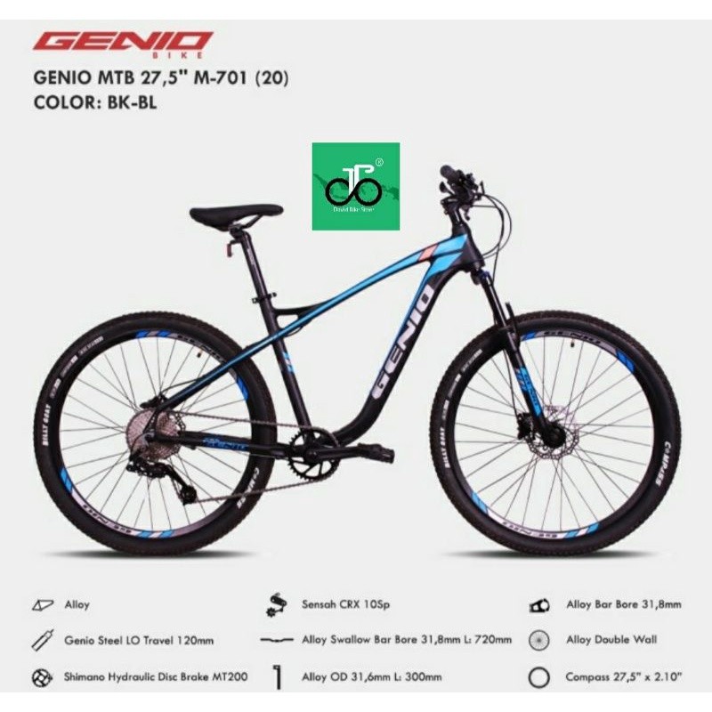 Sepeda MTB 27.5" Genio M701 (M-701) (Frame alloy, 10spd, rem hydrolic) NEW