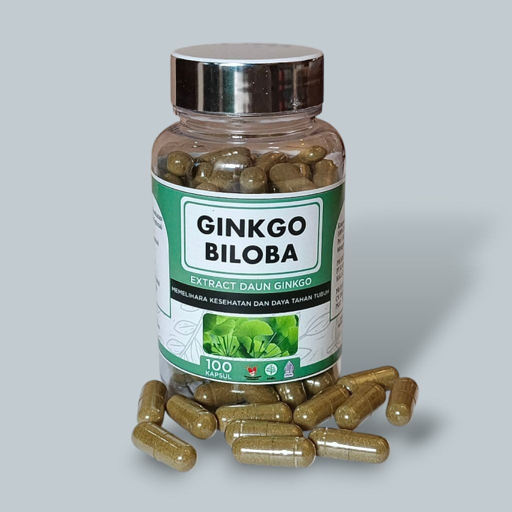 100kaps Kapsul ekstrak sari daun ginkgo biloba halal