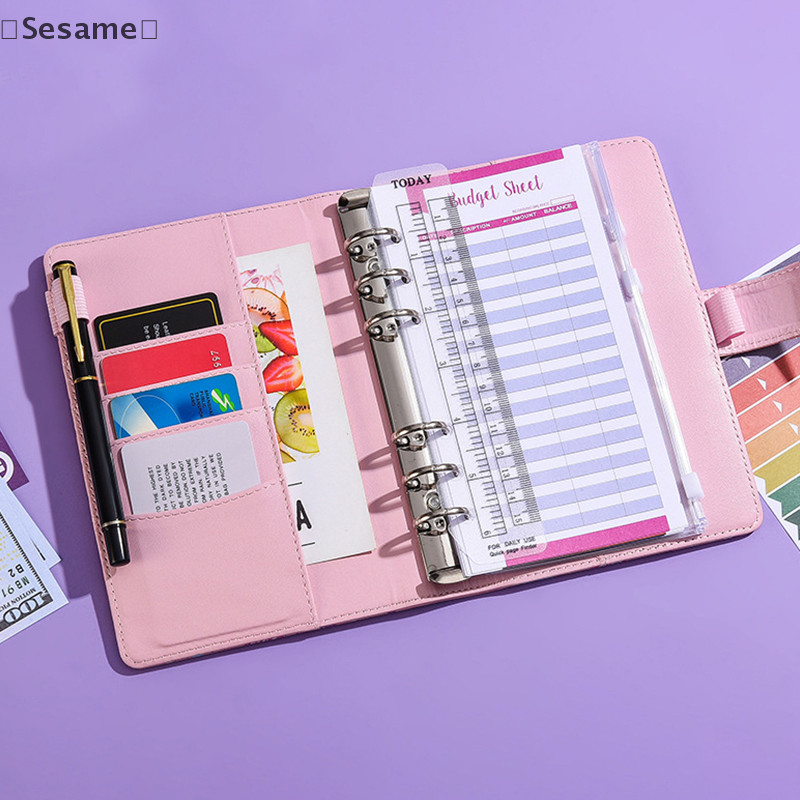 

〔Sesame〕A6 Colorful Love PU Leather DIY Binder Notebook Only Covers Diary Books Schedule Covers School Stationery