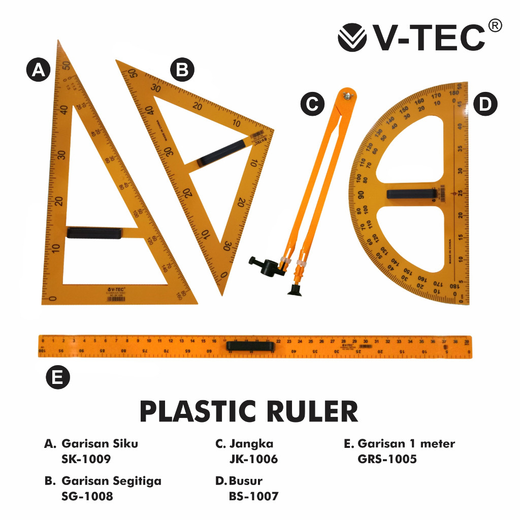

V-TEC Ruler Arc Penggaris Busur Derajat Siku Segitiga - Garisan Papan Tulis (GOSEND)