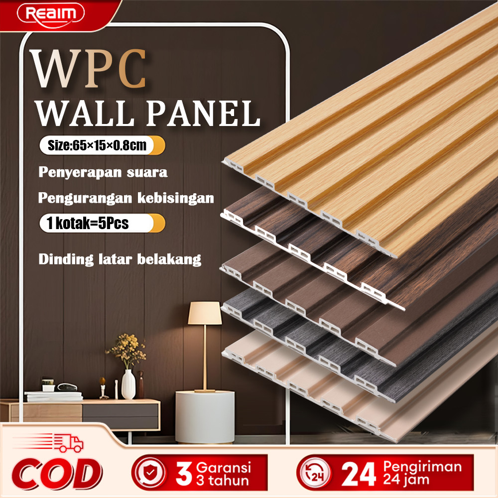 Wood WPC Wall panel Dekorasi Dinding 65cm ANTI RAYAP & ANTI AIR EKSTREM | MOTIF KAYU 3D ESTETIS