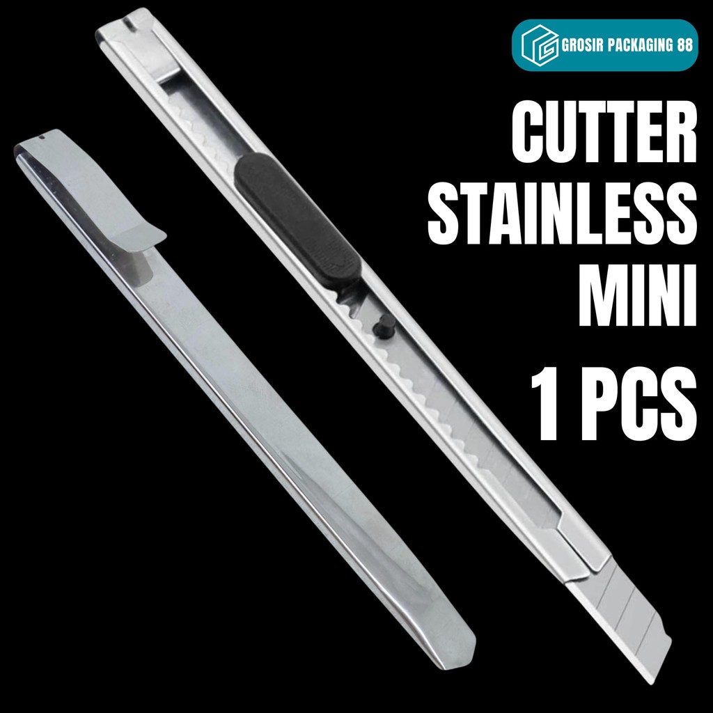 

Cutter Mini Stainless 12.5CM 12.5 CM Small Knife Pisau Kater Pemotong Kertas Anti Karat Pointed Blade
