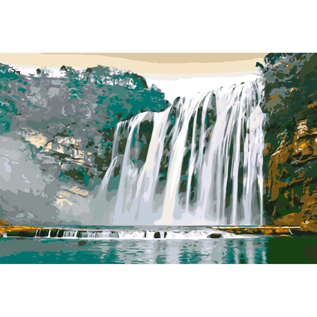 

Huangguoshu Waterfall Scenery Canvas Art Home Decor Paint by Numbers Kit for Adults Kids Creative Hobby i11409
