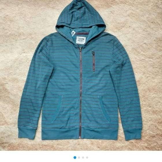jaket zip hoodie striped 21MEN jemper murah bagus size M fit L