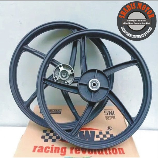 Velg Bintang Motor Merk PSW Ukuran 140/160 Ring 17 Motor Supra Fit New Revo Fit Warna Hitam Velg Pal