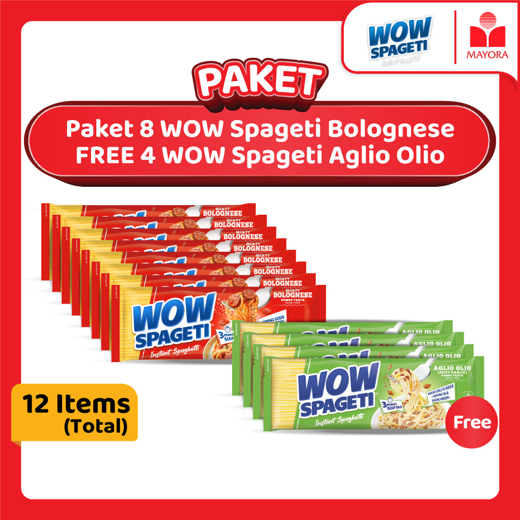 

Paket 8 WOW Spageti Bolognese FREE 4 WOW Spageti Aglio Olio