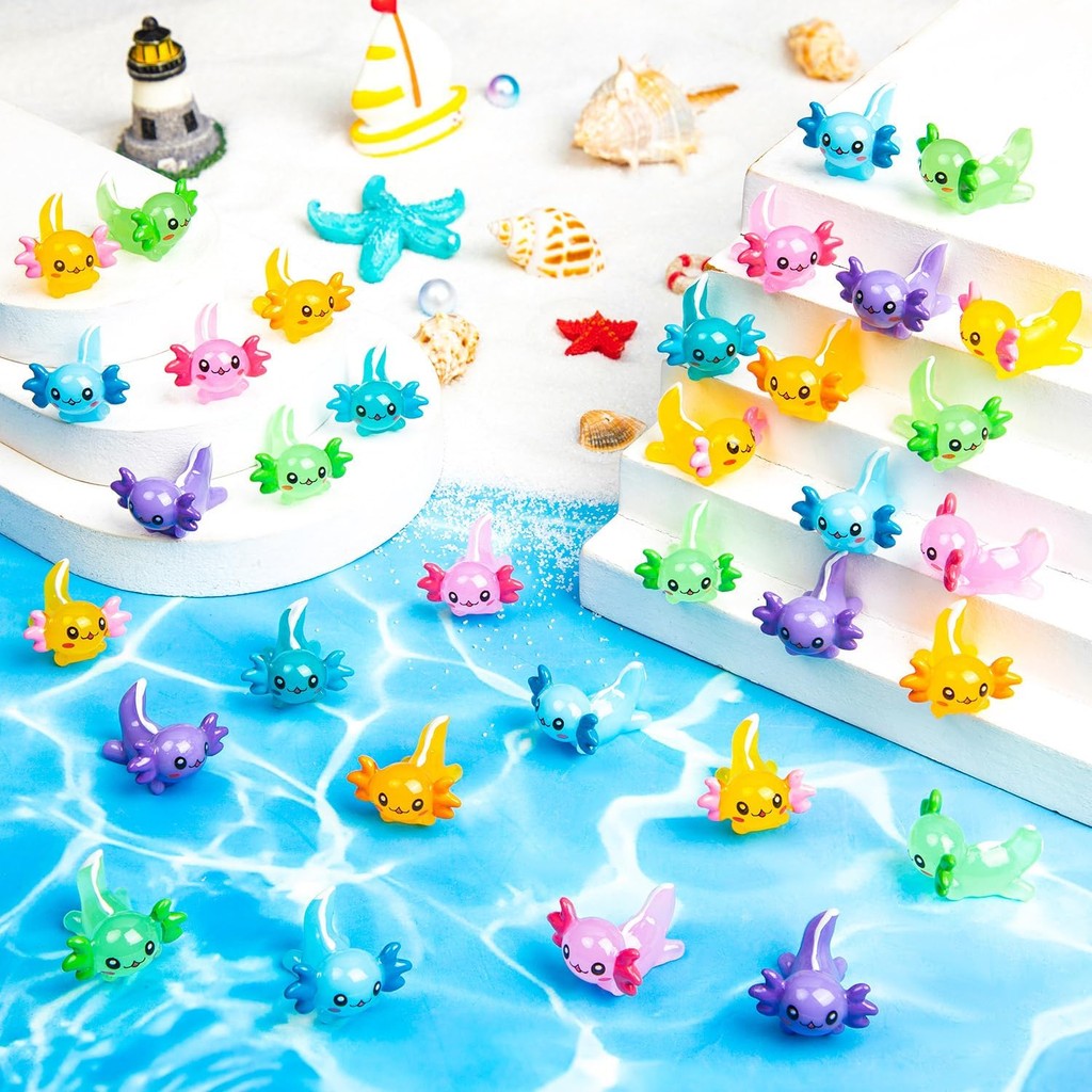 10/20pcs Mini Resin Axolotl Figures Tiny Axolotl Figurine Random Color Miniature Animals Ornaments f