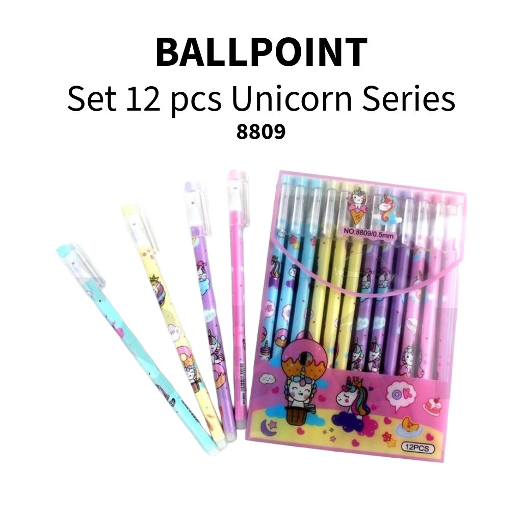 

♚12pcs Pulpen Gel Unicorn Set 8809 / 1pak Pulpen Gel Fancy♚