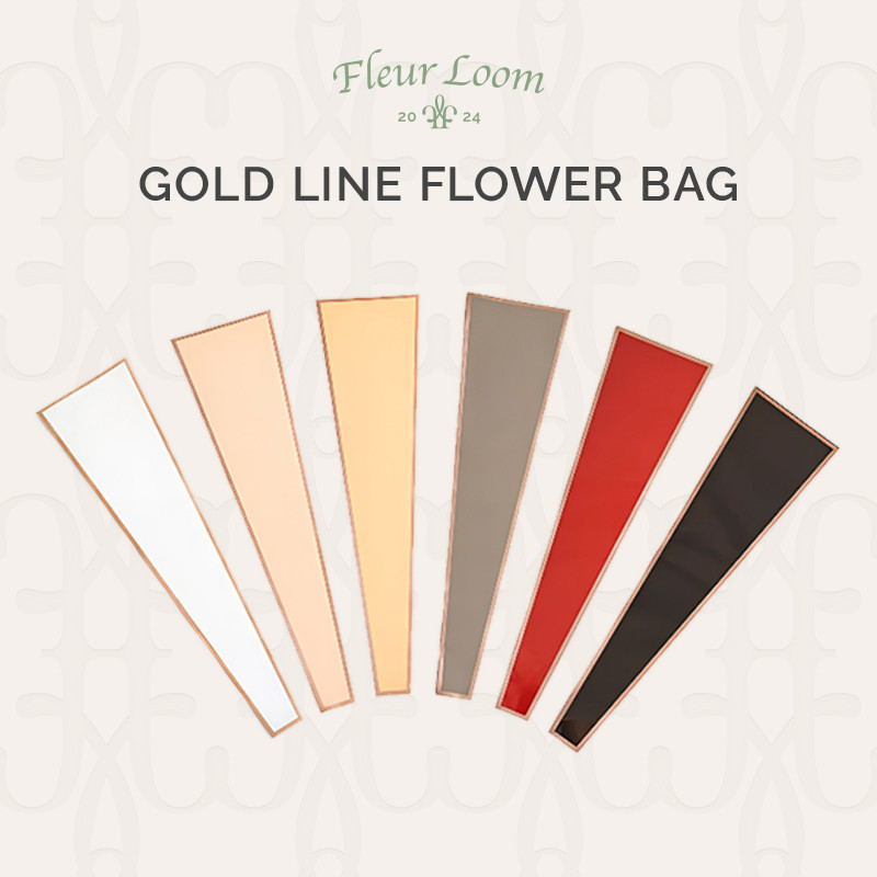 

Fleur Loom - (Pack) Gold Line Single Flower Bag / Kantong Plastik Bunga Satuan / List Gold / Plastik Bungkus Bunga 1 Tangkai
