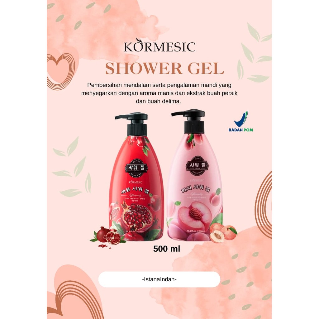 KORMESIC SHOWER GEL AROMA SEGAR BUAH PEACH DAN BUAH DELIMA 500ML