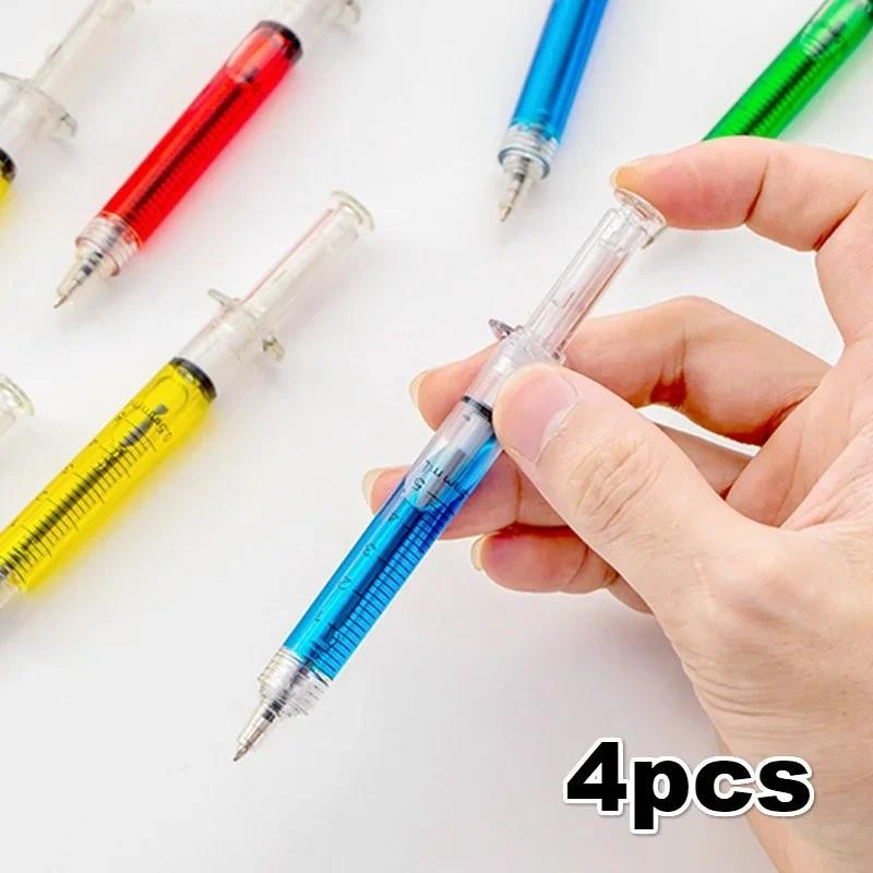 

4PCS Funny Whole Person Toy Syringe Pen Pen Holder Ballpoint Pen Creative Stationery Student Supplies Gift