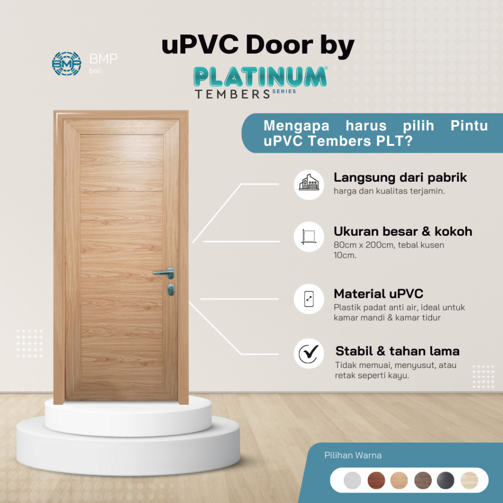 Pintu uPVC Platinum Tembers 80 x 200 Kamar Mandi & kamar Tidur