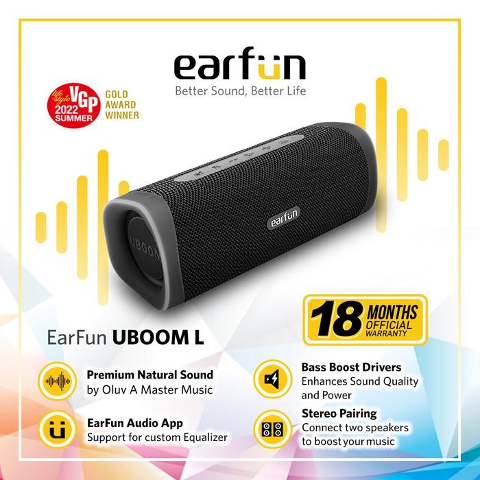 PROMO  EarFun UBOOM L - JumboBass Portable Bluetooth Speaker with Audio App Equalizer Wireless - Ubo